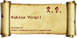 Kubina Virgil névjegykártya